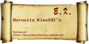 Borovits Kleofás névjegykártya